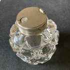 Antique Crystal Inkwell With Silver Over Brass Top