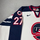 Vintage Nike Team Usa Hockey Jersey  27 Jeremy Roenick Size 52 White Blue Red