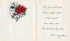Santa Claus Face - Poinsettia Plants - Vintage 1950 s Christmas Greeting Card