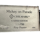 Vintage Disney Mickey Mouse On Parade Pewter Figure Marble Base Chilmark