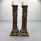 Vintage Schmid Mantel Clocks Gold Grandfather 8 Day Pendulum Germany Pair 60s
