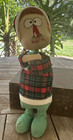 Vintage Stuffed Felt Man Doll W  Plaid Coat   Hat  9   Japan  Holiday