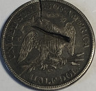 1876 Cc 50c Seated  xf - Detailed  Damage     c-pics  A Piece-old West History        