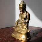 Fine Antique Or Vintage Burmese Mandalay Bronze Buddha Figure Bhumisparsa Mudra