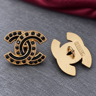 4 Pcs Chanel Cc Black Rhinestone Black Enamel Gold Buttons 20x22mm Set Of 4