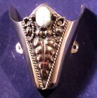 New Western Cowboy Boot Toe Tip Rand Hand Carved Black And Silver W  Blue Stone 