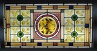 Floral Handpainted Large Old English Leaded Stained Glass Window 18 1 2 x 34 