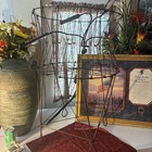 Basket  Collapsible Mid-century Iron Collapsible Basket With Shelf Heavy Duty