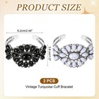 2pcs Vintage Turquoise Cuff Bracelet For Women Black white Gemstone Bangle