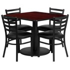 36   Square Mahogany Laminate Restaurant Table Set   4 Ladder Back Metal Chairs