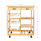 Rolling Wood Kitchen Trolley Island Utility Storage Cart W  Drawers Baskets cart