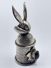 Chunky Vintage Sterling Silver   Cabochon Onyx Bugs Bunny Thimble