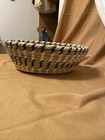 Hand Woven Seagrass Decorative Black White Tan Basket