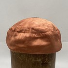 Nice Vintage Mid Century Large Silk Kippah  Salmon  Sephardic Style   e  Initial