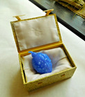 Rare Antique Blue Figural Durian Fruit Peking Glass Chinese Snuff Bottle