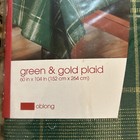 Target 2001 Vtg Christmas Tablecloth Plaid Green   Gold Oblong 60x104    New Nos