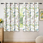 White Floral Bird Botanical Patterned Blackout Curtains For Bedroom Living Room