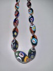 Vintage Venetian African Millefiori Murano Graduated Glass Beaded Necklace 