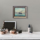 Vintage Maritime Oil Painting On Canvas Of Steamship In Wooden Frame