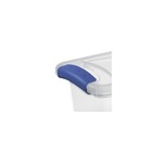  3 Pack  Sterilite 7 Quart Latch Box  Clear Plastic Storage Bin With Lid  Blue