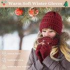 Winter Beanie Hat Scarf Gloves Set  Thick Warm Knit Skull Cap Pink 