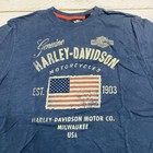 Harley Davidson Mens Xl Flag Shirt Motorcycles Patriotic Blue Red Americana Usa