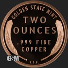 2 Oz  999 Pure Copper Bu Round Lincoln Wheat Cent Gsm Free Shipping