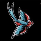 Swallow Tattoo Vintage Style Patch  Embroidered  Iron On  3 x2 