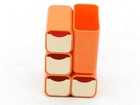 Vintage Mcm Orange Plastic Desk Organizer Caddy Pencil Holder With Drawers