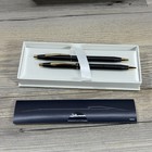 Cross Classic Century Matte Black   Gold Trim Ballpoint Pen Pencil Set Gift Box