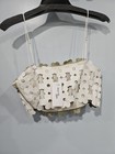 Edit By Nine Boutique White Floral 70s Boho Leather Summer Crop Top  Sz S 