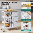 Home Rolling Kitchen Trolley Cart 33  Tall Wood Storage Drawers Stand Shelves