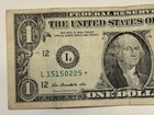 2013 One Dollar  1 Star Note Fancy Serial L15150225  Fw  Miscut trim Error