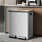 60 Liter Lid Trash Can Large Stainless Waste Bin Compartment Plastic 2x8 Gallon