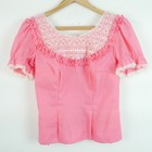 Vintage Xs S Square Dance Outfit Top Skirt Set Pink Lace Dollette Western Dainty