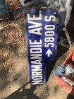 1946-62 Los Angeles Porcelain Shotgun Street Sign Normandie Ave