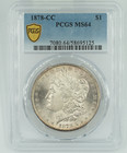 1878-cc Pcgs Ms64 Morgan Silver Dollar Gold Shield Certified