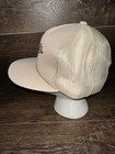 Vintage Stroh s Beer Script Snapback Trucker Hat Cap Beige Mesh Roped Ya