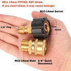 Pressure Washer Quick Connect Fittings  M22 14mm To 3 8   1 Set