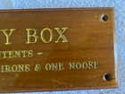 Vintage Ships Jolly Box Sign For Handcuff  Leg Irons And One Noose 10 x4 x 1 2 