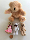 Miniature Bears Lot Of 4 Plush Bears Jointed