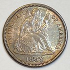 1888 Seated Liberty 90  Silver Dime Love Token  fannie  Au  Toned Beautiful