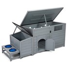 Coziwow Dog House Wooden Outdoor Dog Kennel With Food Bowls And An Open Roof