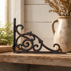 2 Cast Iron Shelf Brackets Rustic Scroll Vine Wall Brace Antique Brown 9 5 