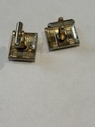 Vintage Gold Tone Etched Cufflinks Mid Century Modern Retro Design 