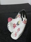 Vintage Signed Maha Ceramic Pink Nose And Flowers Dog Eye Glass Holder