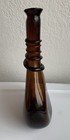 Antique Islamic Persian Brown Glass Saddle Flask 1800   s Hand Blown Spiral