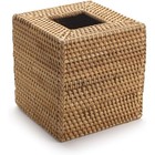 Natural Woven Rattan Tissue Box Cover Square Facial Napkin Holder Home Decor