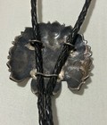 Vintage Sterling Silver Zuni Inlay Kachina Bolo Tie Turquoise Coral Repair