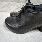 Dansko Lace Up Heel Shoes Womens Size 38 Black grey Leather
